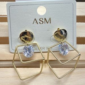 ASM Unique Cube Design Earring Rhinestone